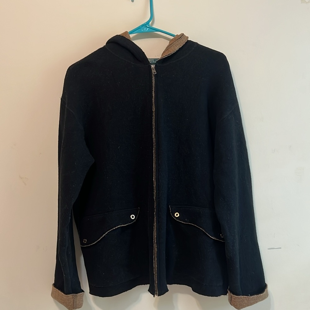 Ralph Lauren  Black and Tan Fleece lined wool  Jacket